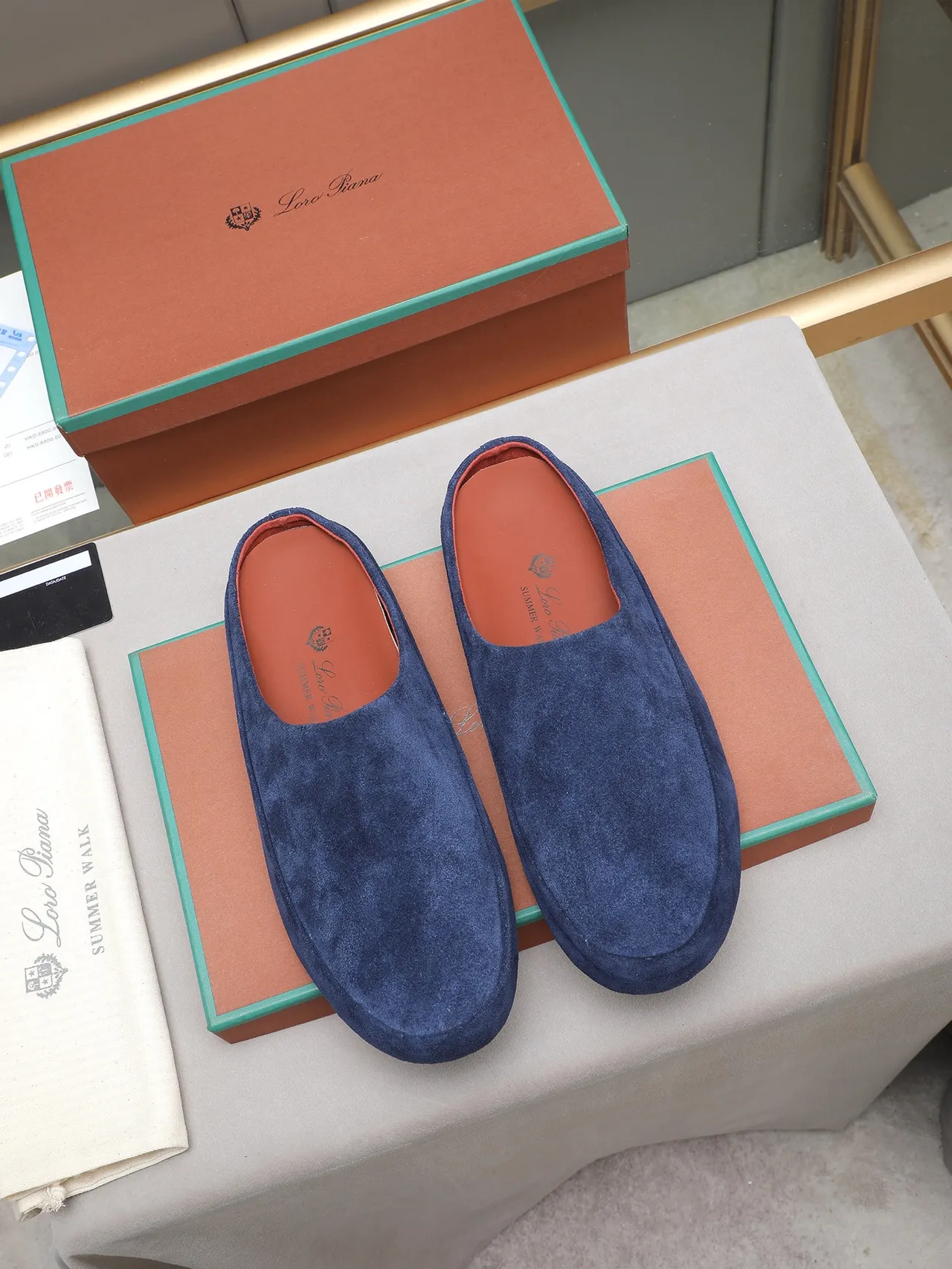 Navy Brown Suede Upper Open-Back Mule Casual Shoes 2