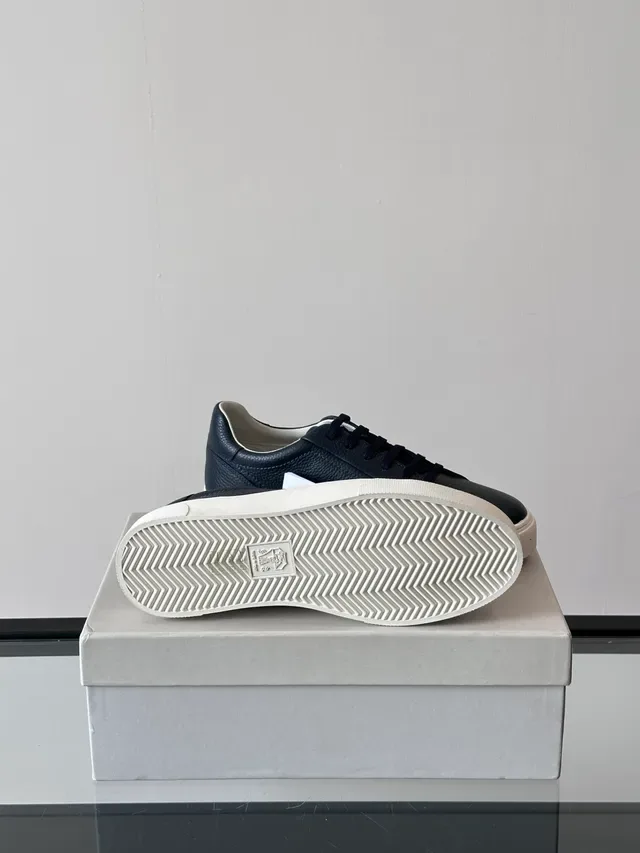Navy Peppled Leather Low-Top Lifestyle Sneakers 2
