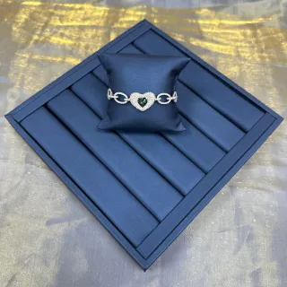 Bracelete de prata navy com forma de coração Pavé-Set pedras brancas