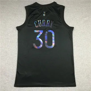 NBA Edición Arcoíris Stephen Curry Jersey Negro de Foil Iridiscente