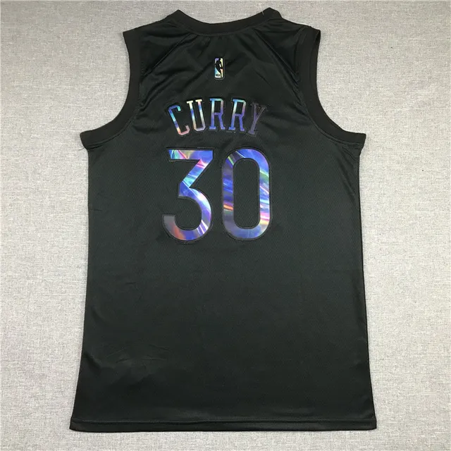 NBA Rainbow Edition Stephen Curry Black Iridescent Foil Jersey 2