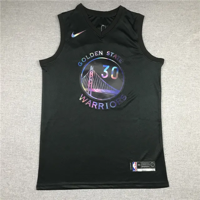 NBA Rainbow Edition Stephen Curry Black Iridescent Foil Jersey 3