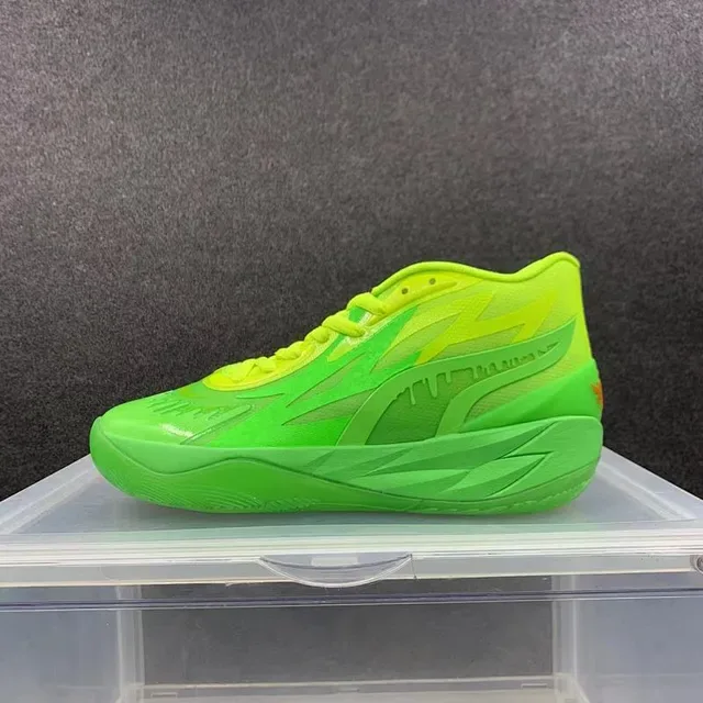 Neon Gradient Green High-Top Basketball Sneaker 2