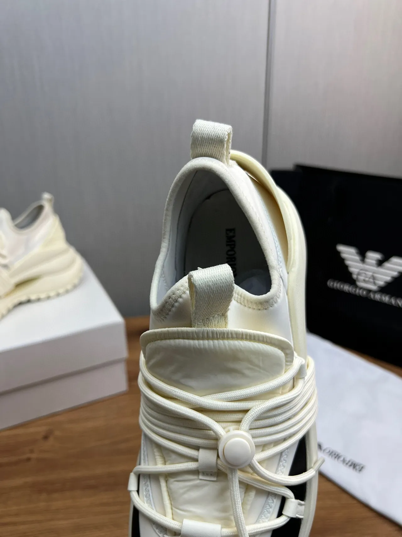 Off-White Cream and Black Open-Toe Cage Chunky Sneaker 6