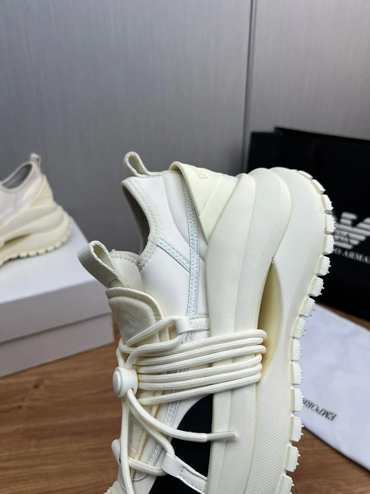 Off-White Cream and Black Open-Toe Cage Chunky Sneaker 9