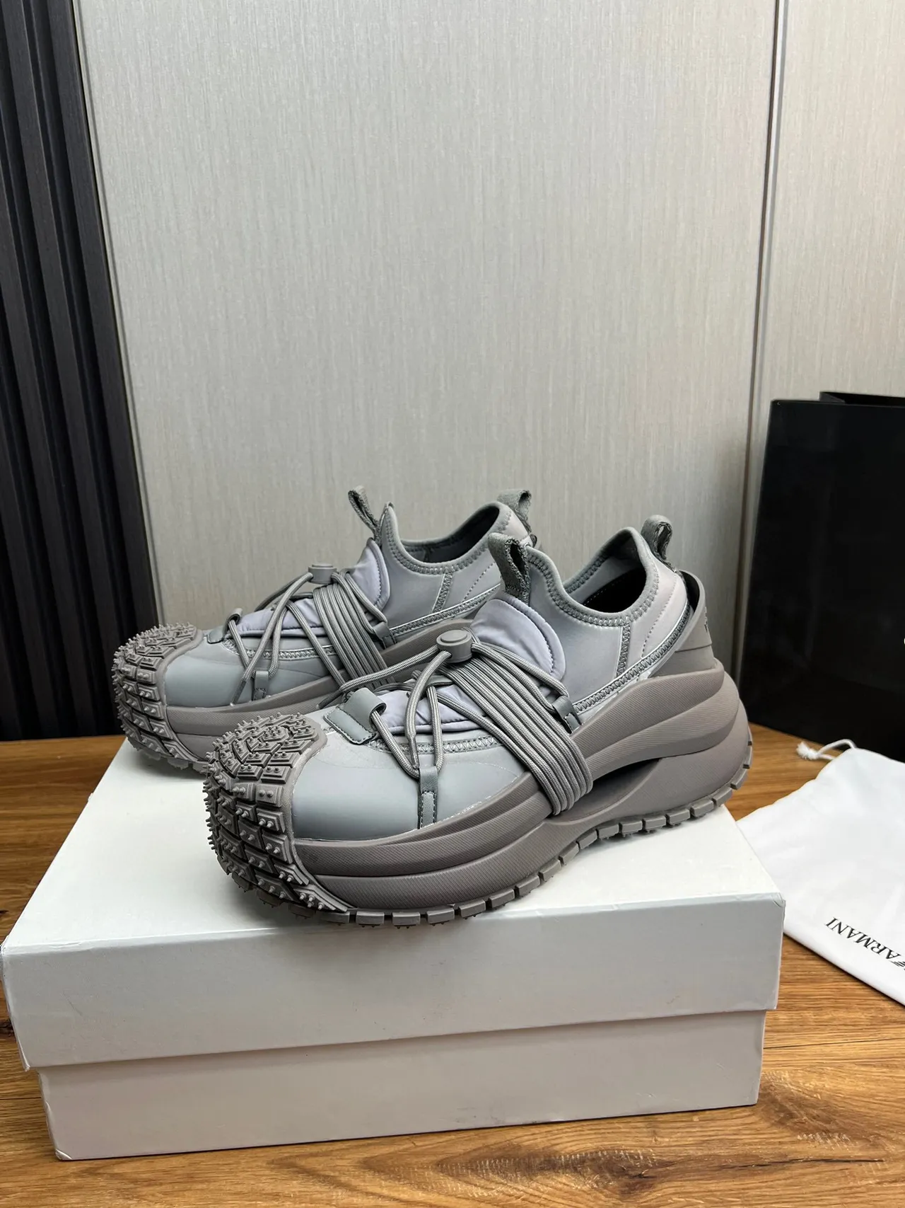 Off-White Cream and Black Open-Toe Cage Chunky Sneaker 12