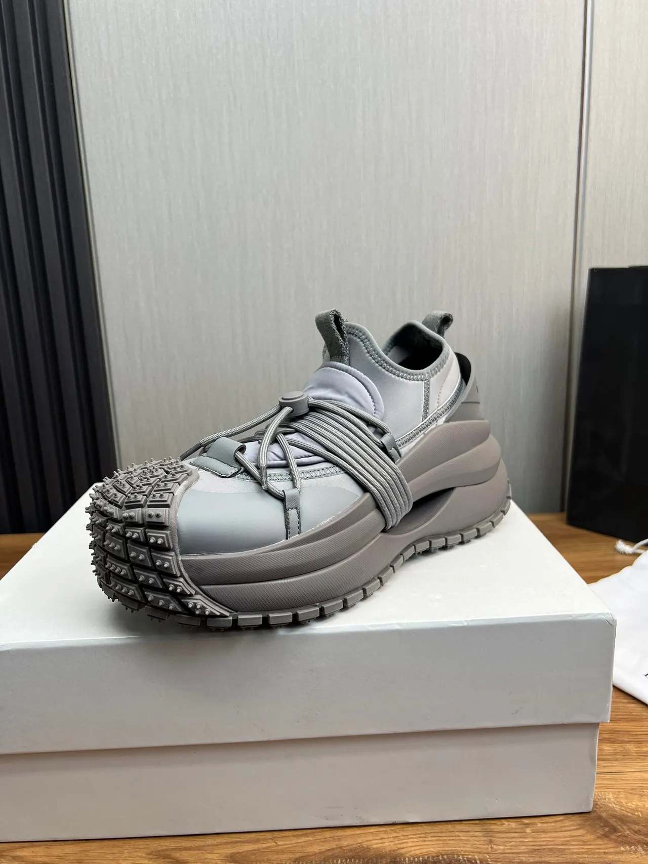 Off-White Cream and Black Open-Toe Cage Chunky Sneaker 13