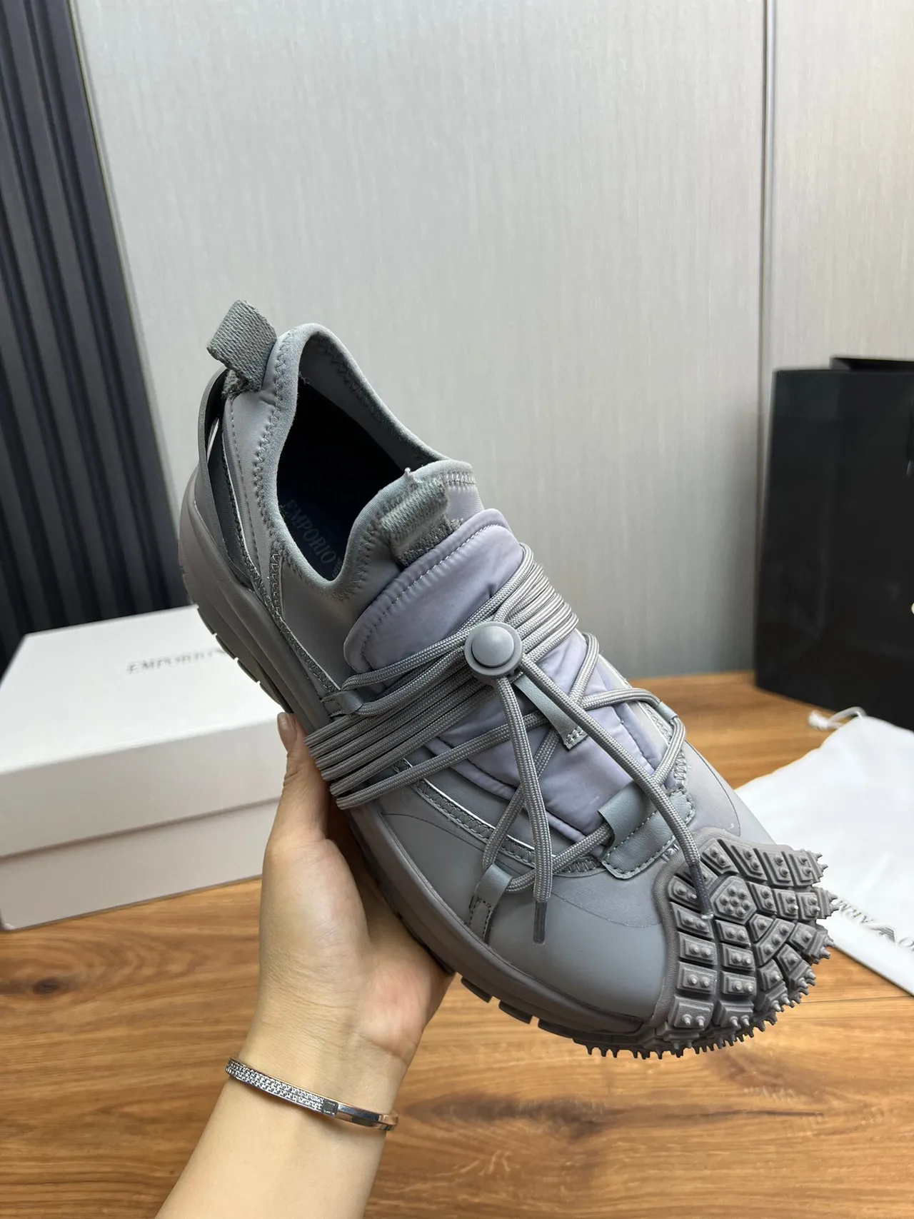 Off-White Cream and Black Open-Toe Cage Chunky Sneaker 16