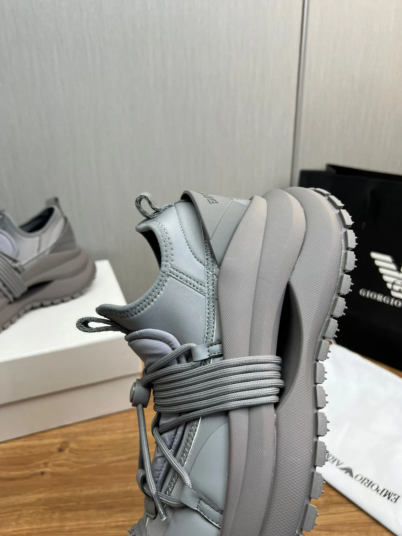 Off-White Cream and Black Open-Toe Cage Chunky Sneaker 17