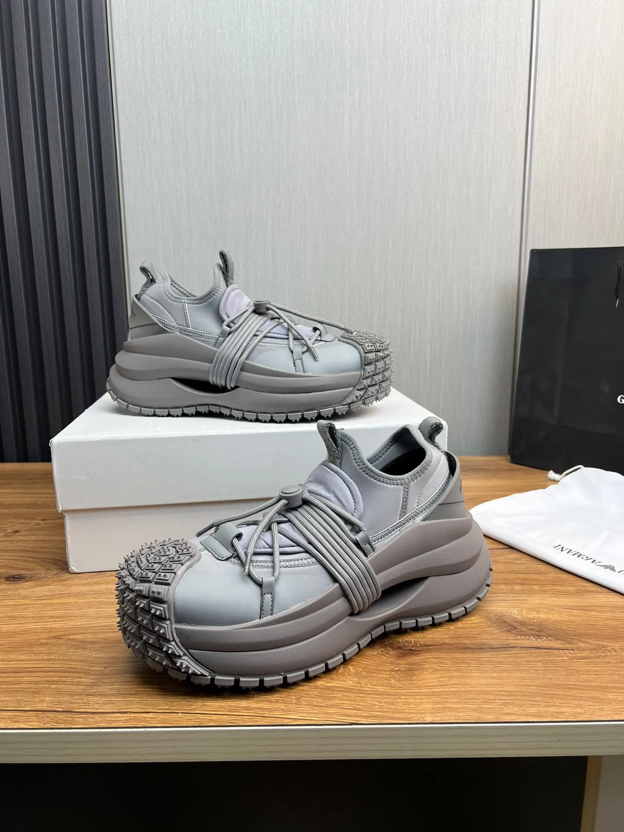 Off-White Cream and Black Open-Toe Cage Chunky Sneaker 19