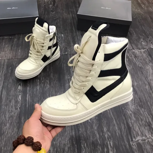 Off-White Cream and Black Panelled High-Top Lifestyle Sneaker 3
