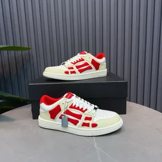 Off-White كريم وأحمر هندسي التداخل ستايل الحياة سنيكرز