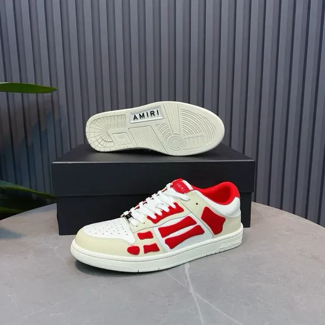 Off-White Cream and Red Geometric Overlay Lifestyle Sneakers 2