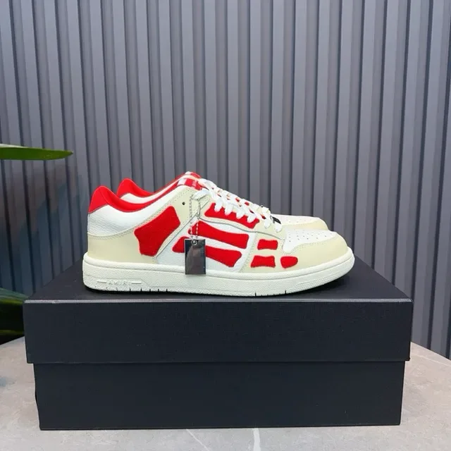 Off-White Cream and Red Geometric Overlay Lifestyle Sneakers 4