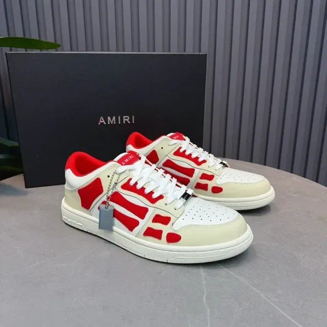 Off-White Cream and Red Geometric Overlay Lifestyle Sneakers 5