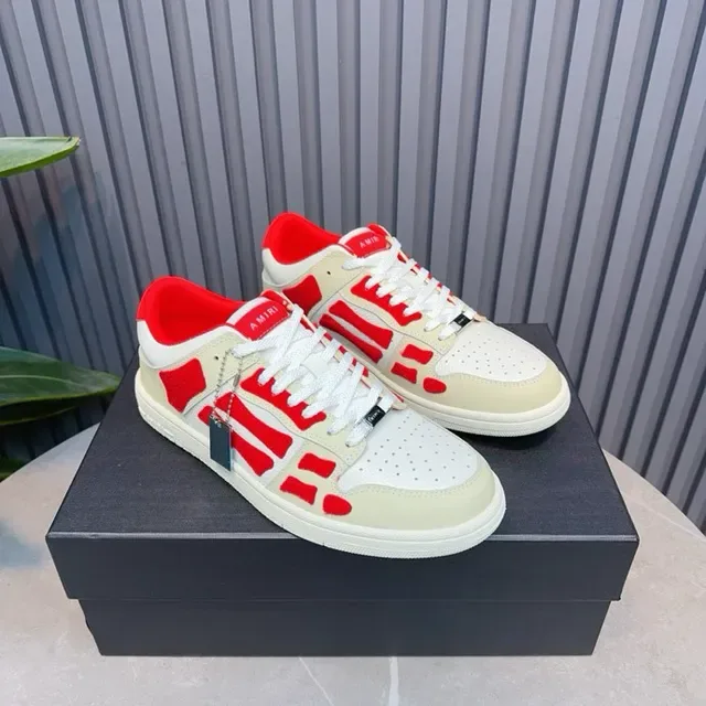 Off-White Cream and Red Geometric Overlay Lifestyle Sneakers 7