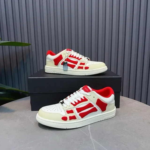 Off-White Cream and Red Geometric Overlay Lifestyle Sneakers 8