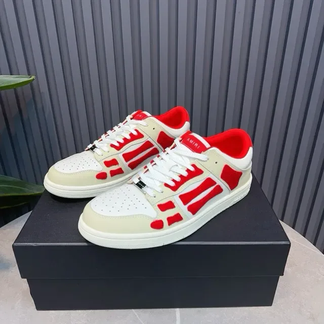 Off-White Cream and Red Geometric Overlay Lifestyle Sneakers 9