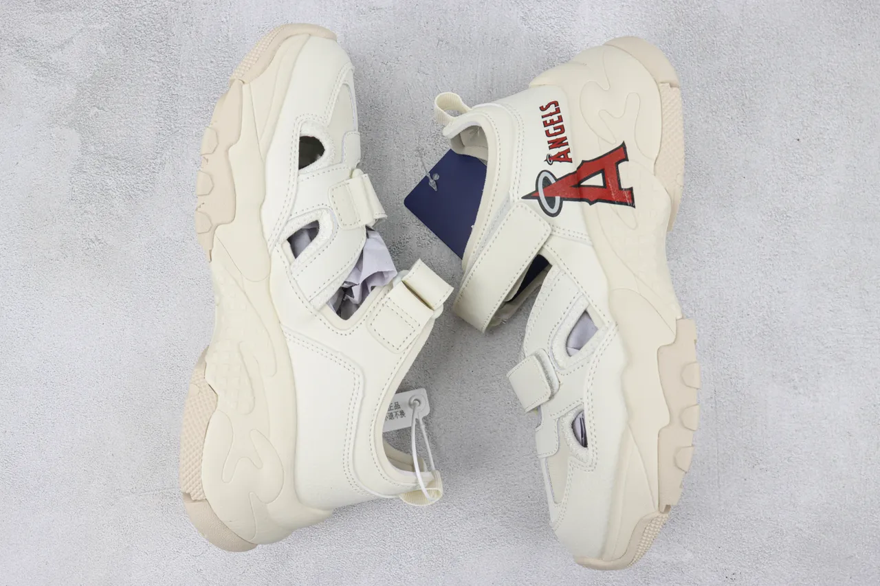 Off-White Cream Los Angeles Angels Logo Sandales chunky de plateforme casual 2