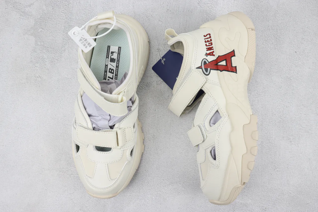 Off-White Cream Los Angeles Angels Logo Sandales chunky de plateforme casual 3