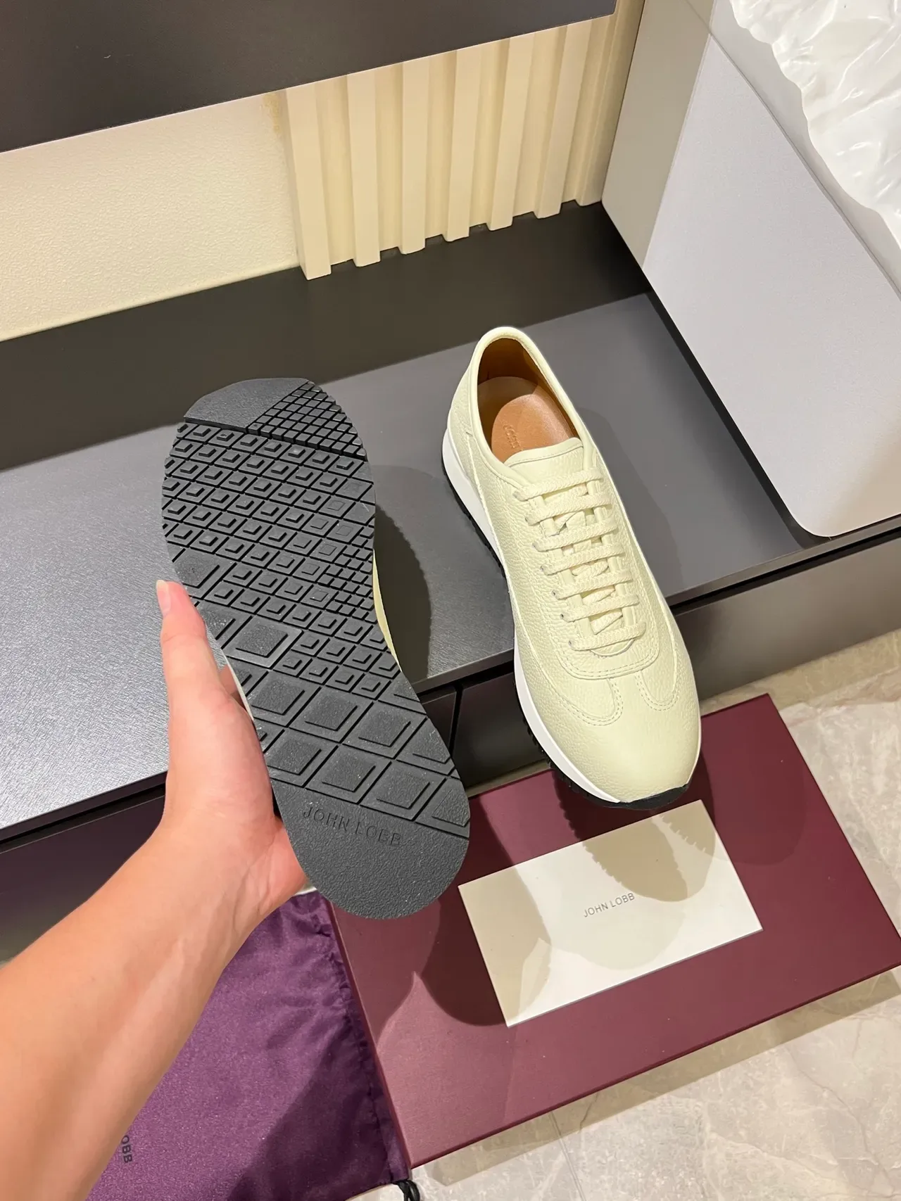 Off-White Textured Leather Low-Profile Lifestyle Sneakers 3