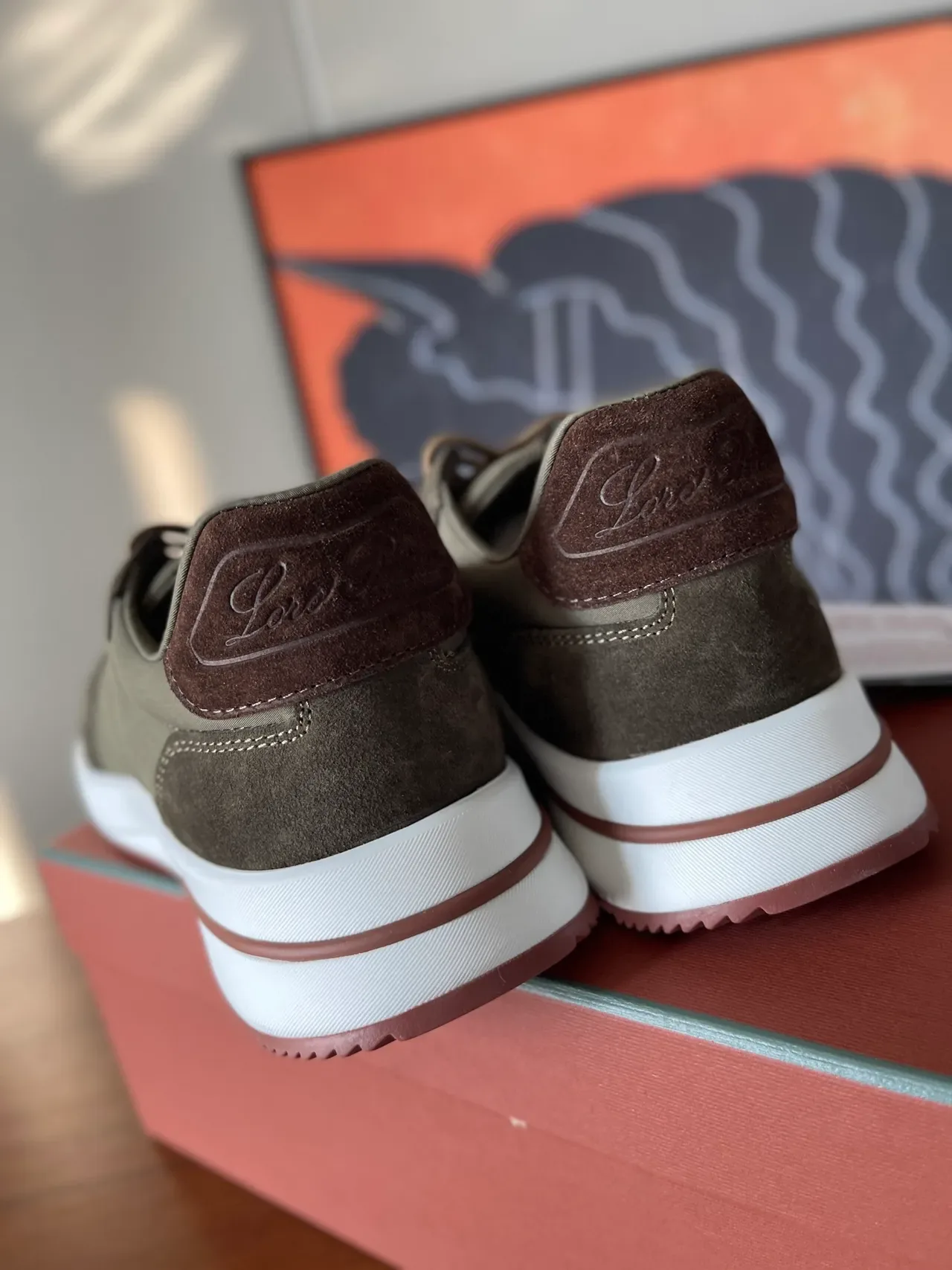 Olive Green and Brown Suede Lifestyle Sneakers 3