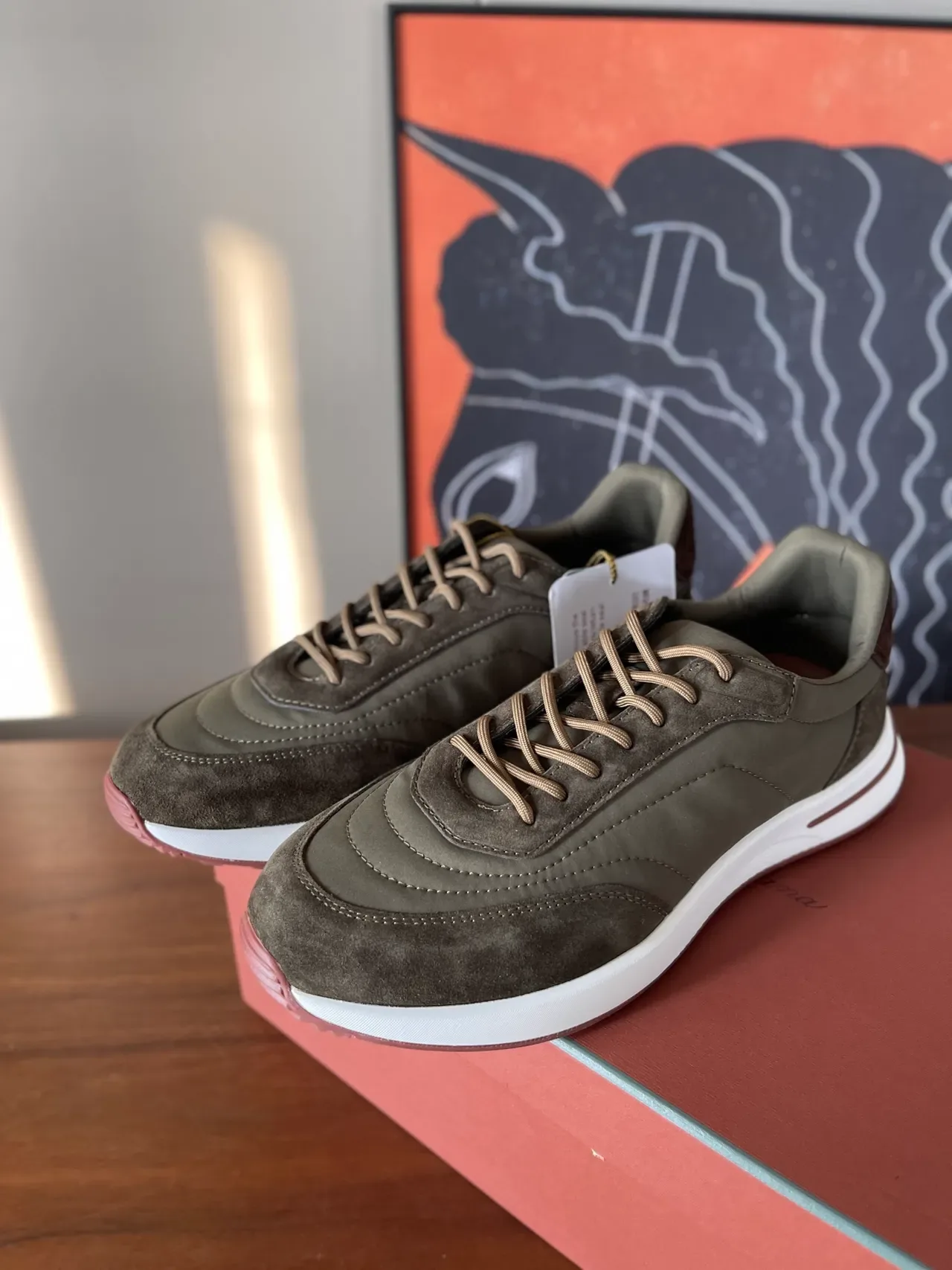 Olive Green and Brown Suede Lifestyle Sneakers 5