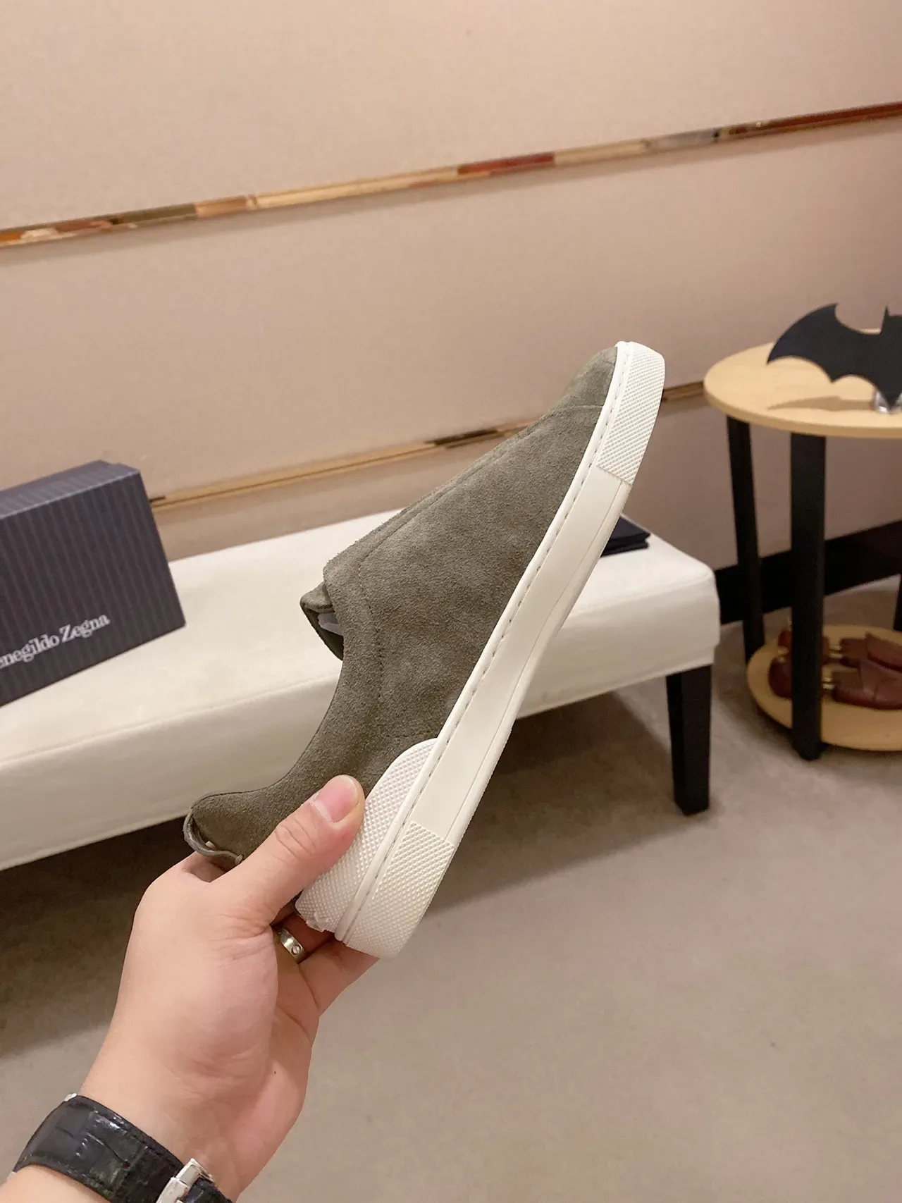 Olive Green Suede Slip-On Sneaker 2