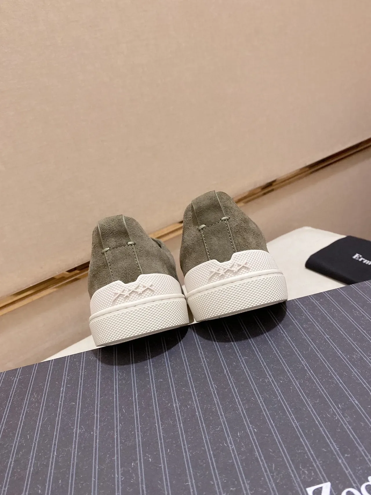 Olive Green Suede Slip-On Sneaker 4