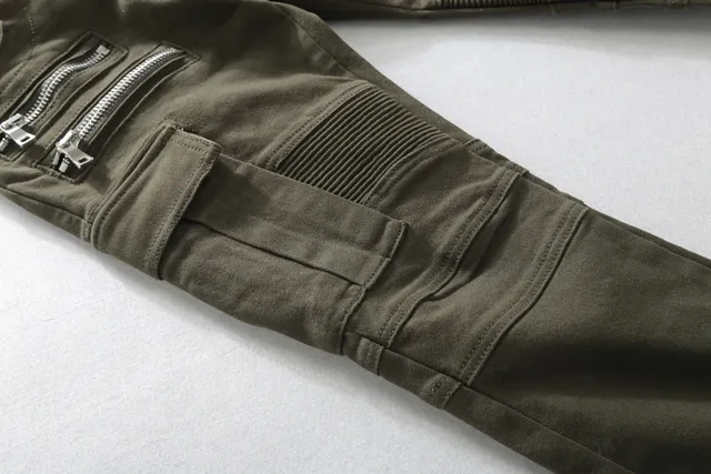 Olive Green Zippered Thigh Pocket Cargo Pants 2