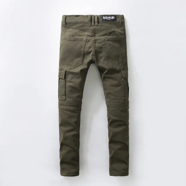 Olive Green Zippered Thigh Pocket Cargo Pants 4