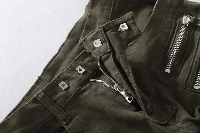 Olive Green Zippered Thigh Pocket Cargo Pants 8