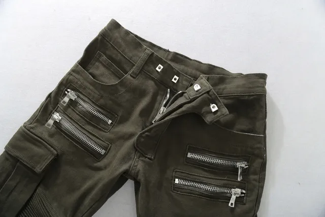 Olive Green Zippered Thigh Pocket Cargo Pants 10