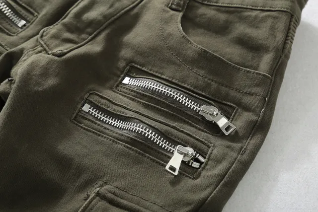 Olive Green Zippered Thigh Pocket Cargo Pants 11