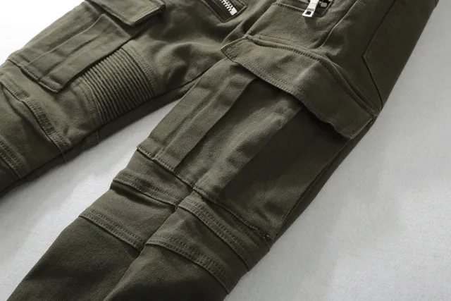 Olive Green Zippered Thigh Pocket Cargo Pants 13