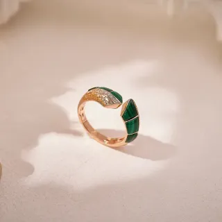 Open-Shank Malachite and Pavé Stone Ring
