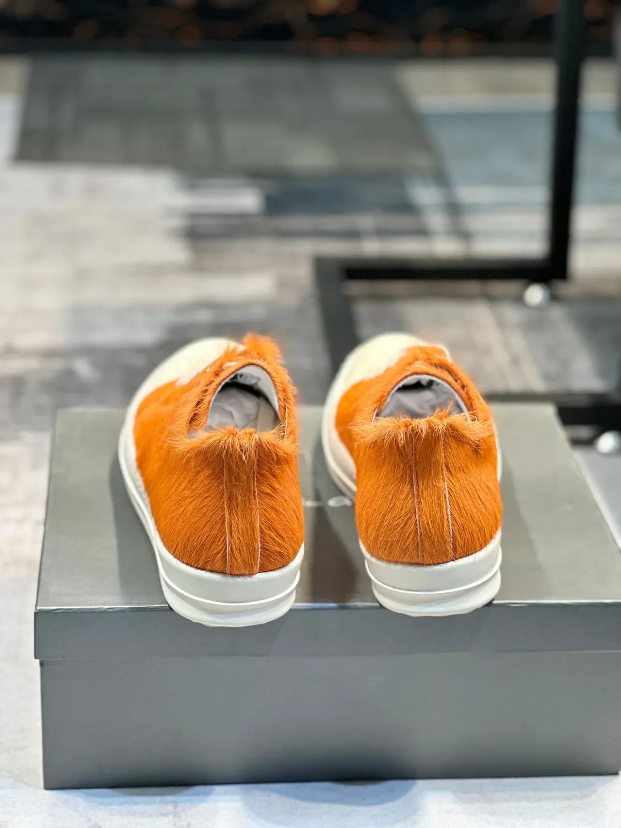 Orange Hairy Upper Off-White Toe Cap Platform Low-Top Sneaker 2