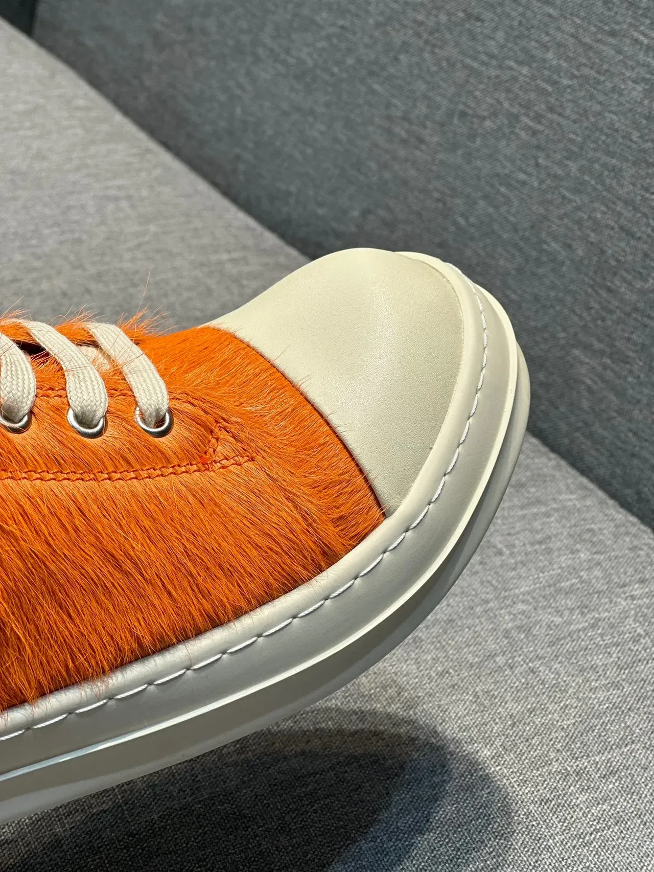 Orange Hairy Upper Off-White Toe Cap Platform Low-Top Sneaker 3
