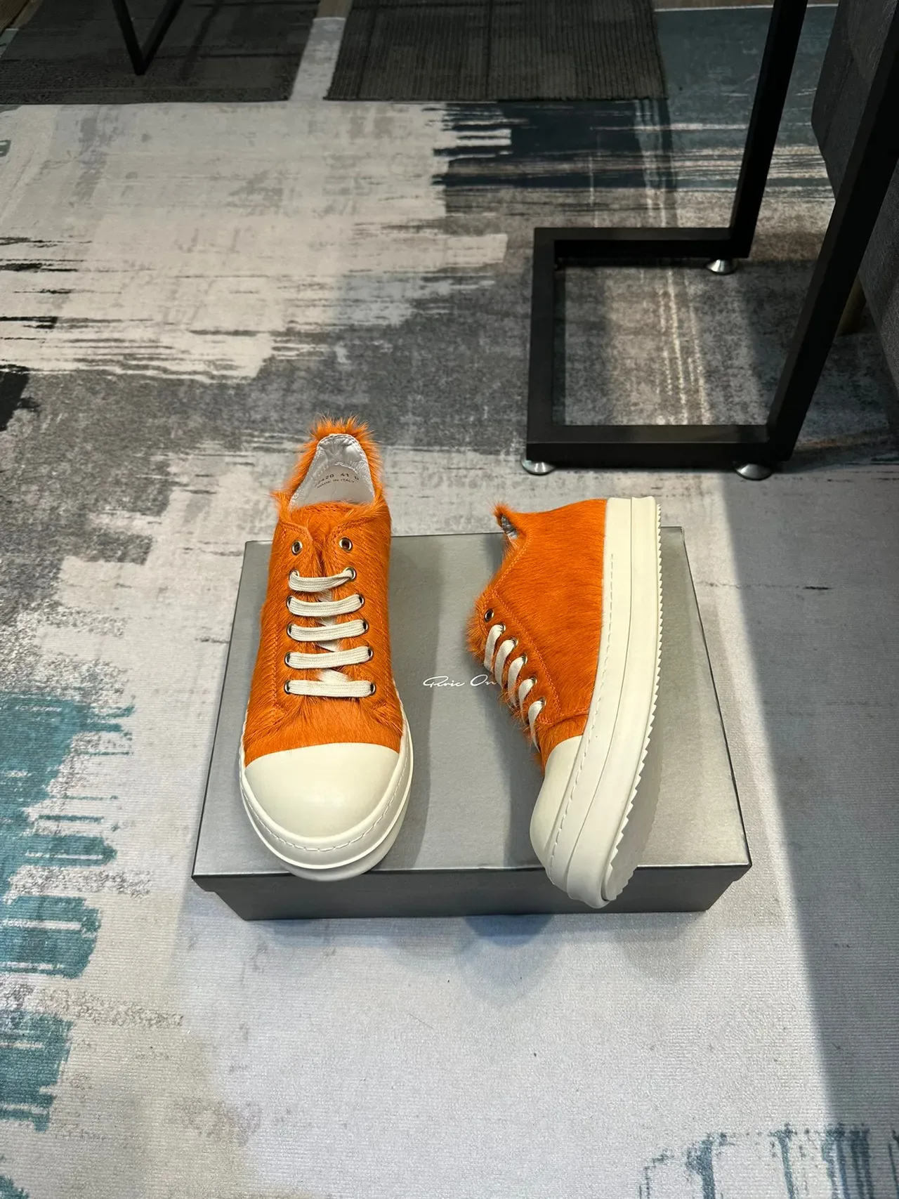 Orange Hairy Upper Off-White Toe Cap Platform Low-Top Sneaker 4