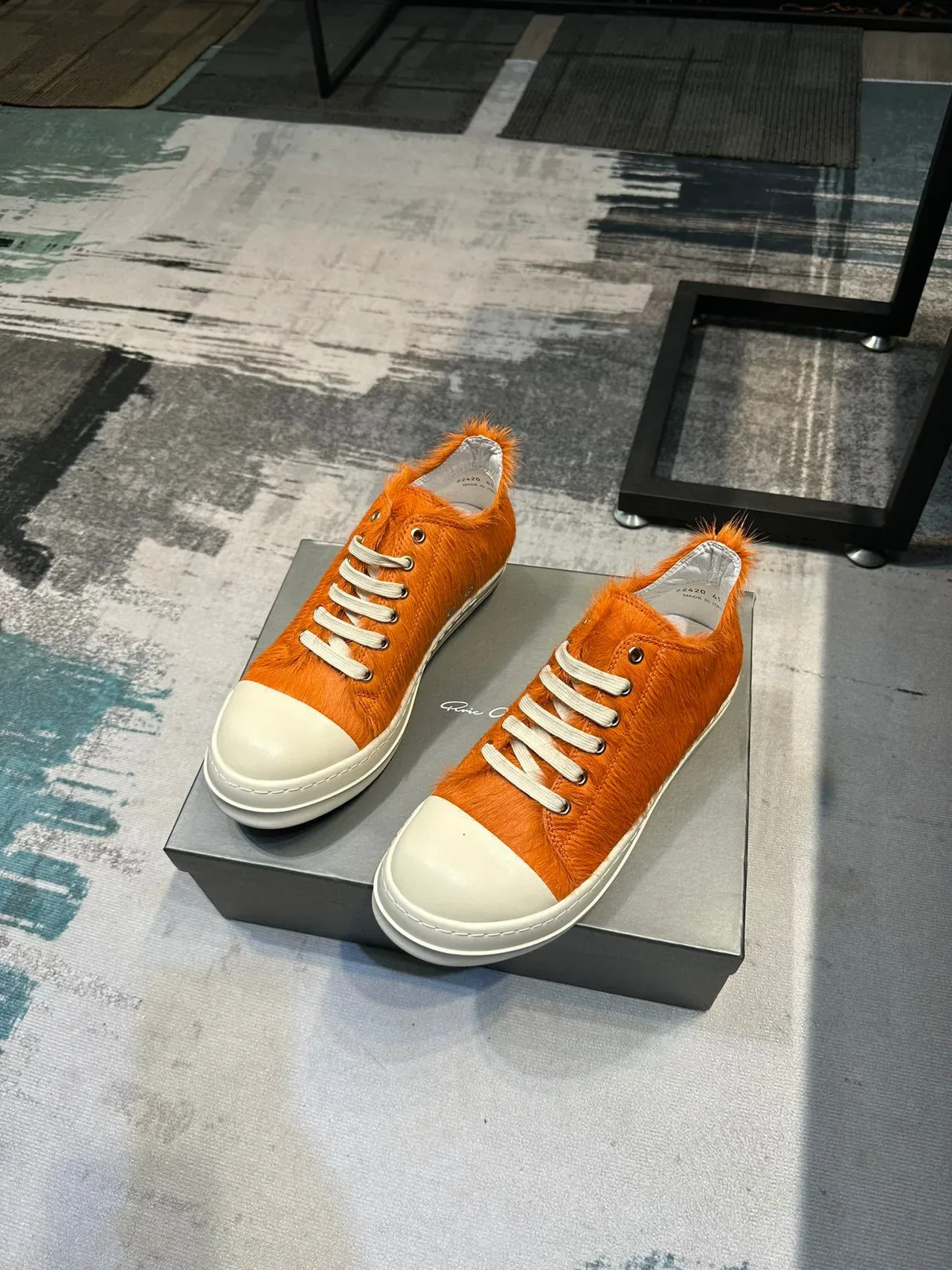 Orange Hairy Upper Off-White Toe Cap Platform Low-Top Sneaker 5