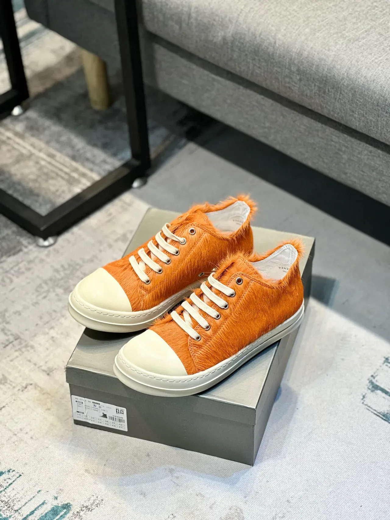 Orange Hairy Upper Off-White Toe Cap Platform Low-Top Sneaker 7