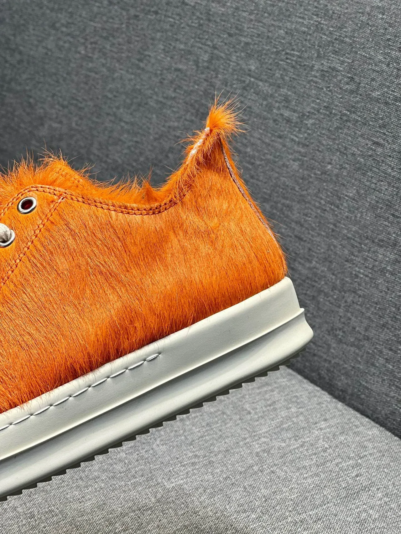Orange Hairy Upper Off-White Toe Cap Platform Low-Top Sneaker 8