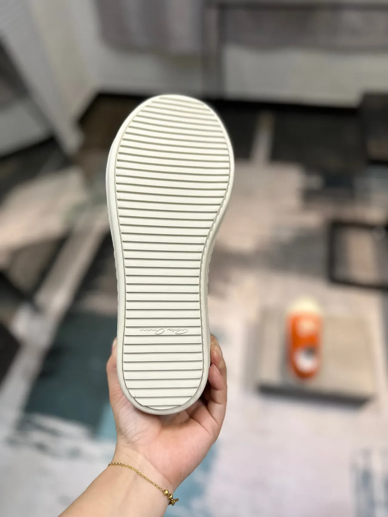 Orange Hairy Upper Off-White Toe Cap Platform Low-Top Sneaker 9