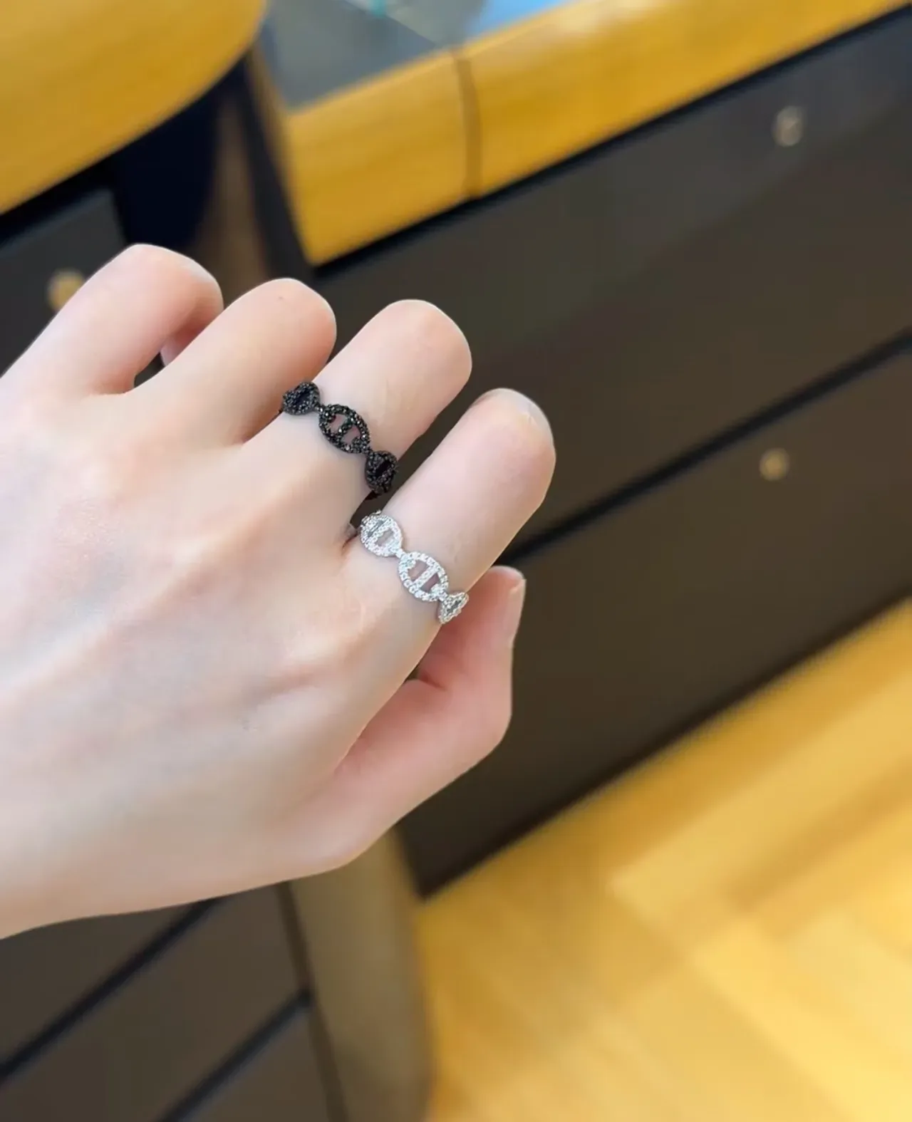 Ornate Black Twisted Design Ring 2