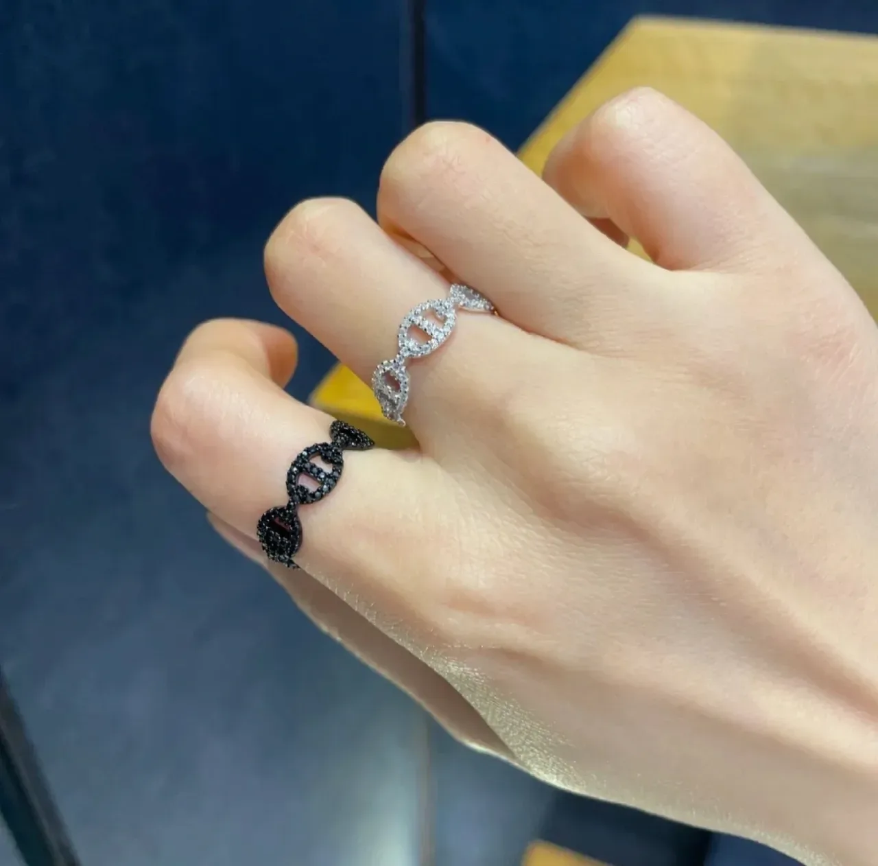 Ornate Black Twisted Design Ring 3