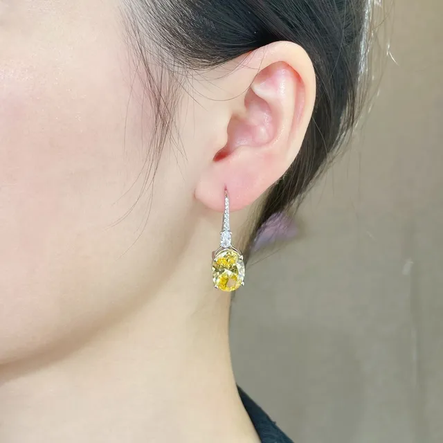 Oval Yellow Stone and Marquise Clear Accent Drop Earrings 9