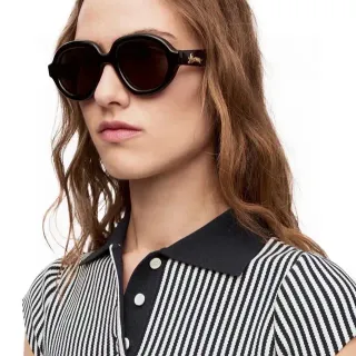Oversized Round Black Acetate Sunglasses