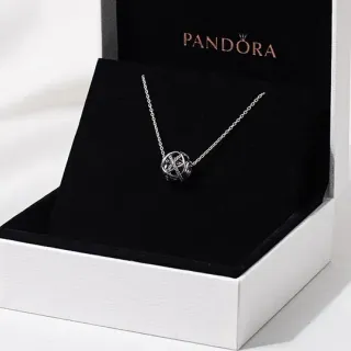Collier Pandora pendentif cage géométrique argenté