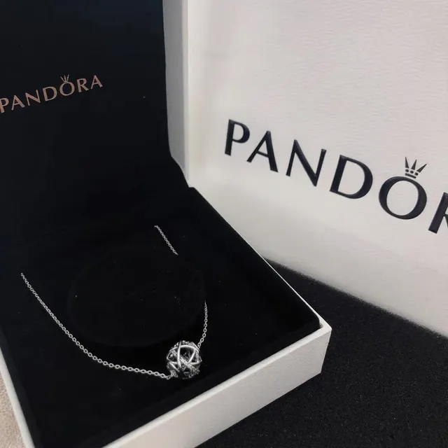 Pandora Silver-Tone Geometric Cage Pendant Necklace 2