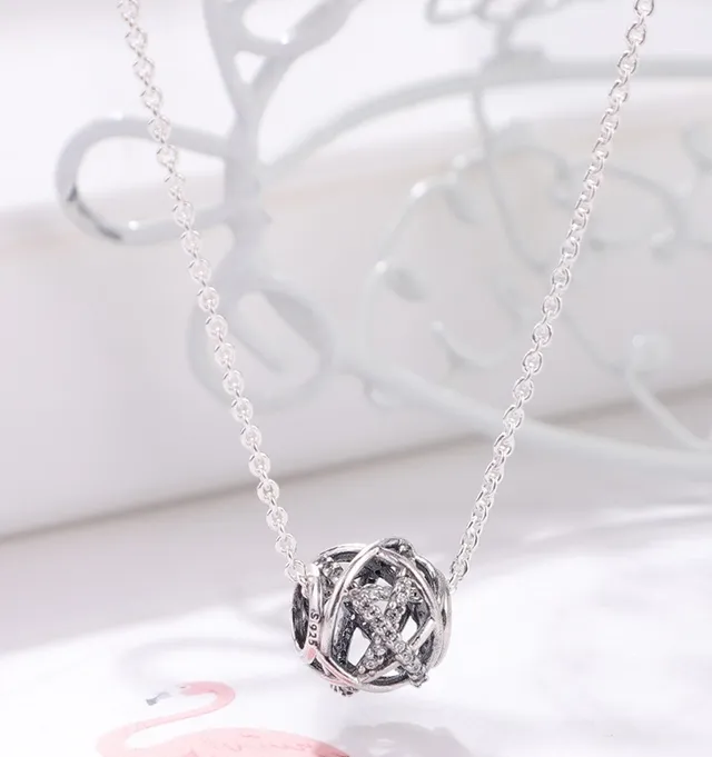 Pandora Silver-Tone Geometric Cage Pendant Necklace 4